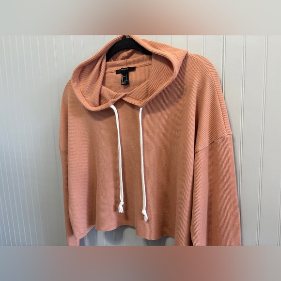 Forever 21 Cropped Waffle Knit Hoodie Size S - Picture 3 of 9